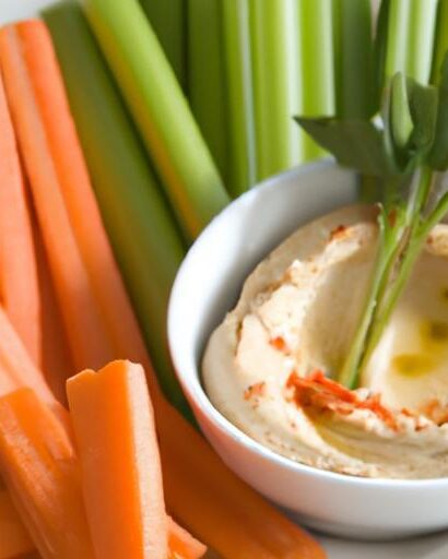 Crunchy Carrot & Celery Sticks with Creamy Hummus Dip