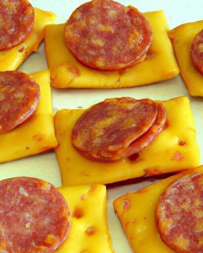 Savory Bites: Crackers with Cheese and Pepperoni Delight