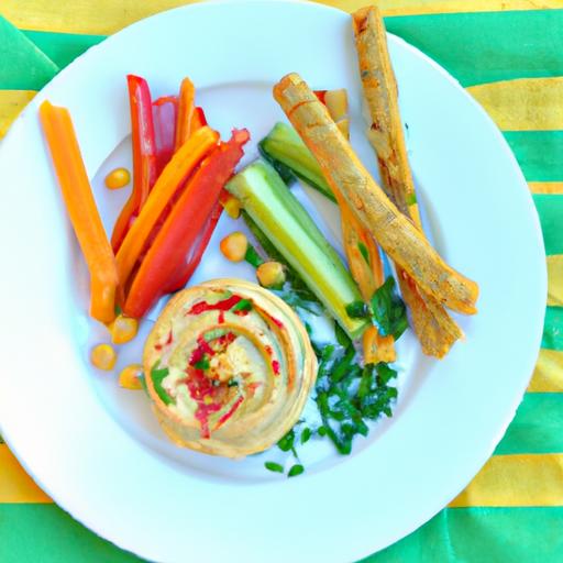 Crunchy Veggie Sticks Paired with Creamy Hummus bliss