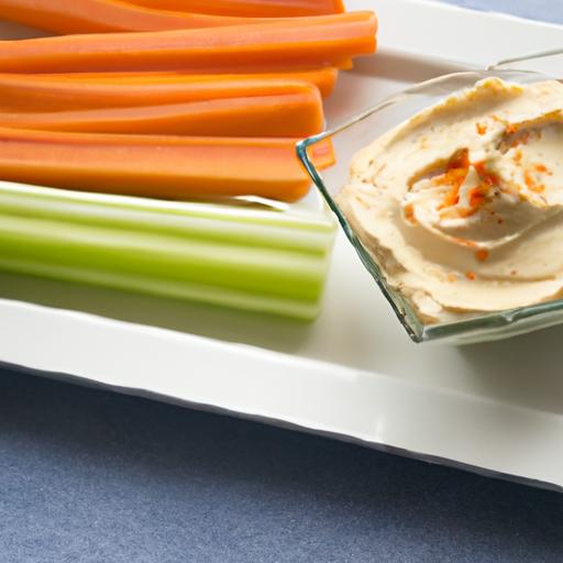 Crunchy Carrot & Celery Sticks with Creamy Hummus Dip