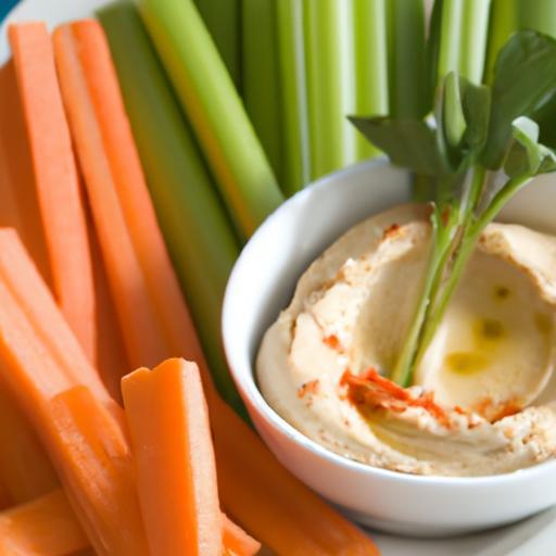 Crunchy Carrot & Celery Sticks with Creamy Hummus Dip