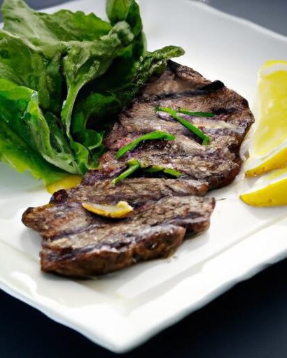 Savor Grilled Skirt Steak Paired with Zesty Lemon Herb Salad