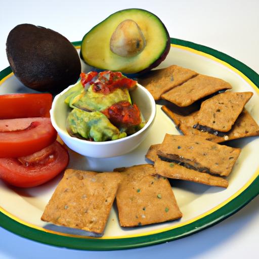 Avocado & Salsa on Whole Wheat Crackers: nutritious Bites