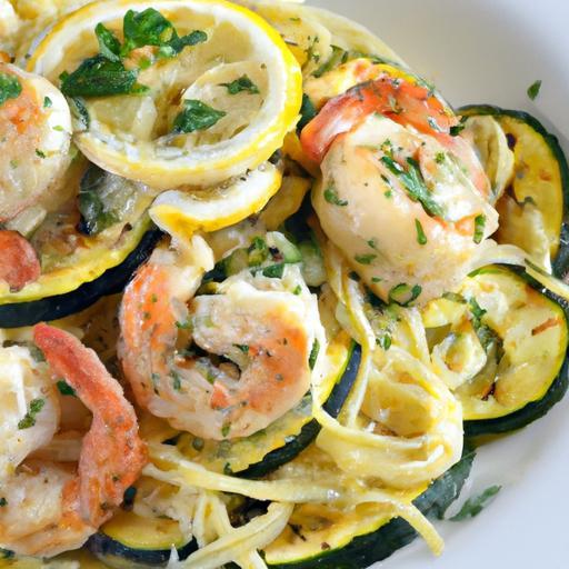 Zesty One-Pan Lemon Garlic Shrimp with Zucchini Noodles
