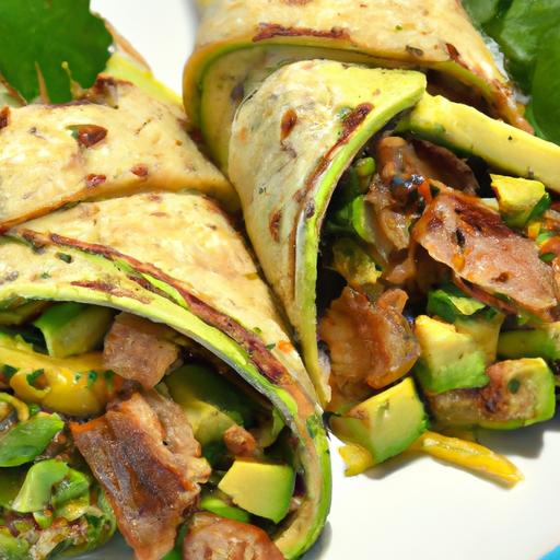 Savor Low-Carb Pesto chicken & avocado Bacon Wraps Delight
