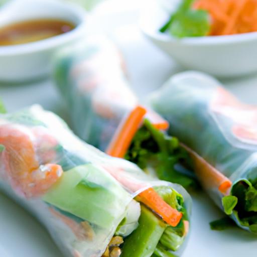 Crisp Vietnamese ⁢Spring Rolls Paired with savory peanut⁢ Sauce